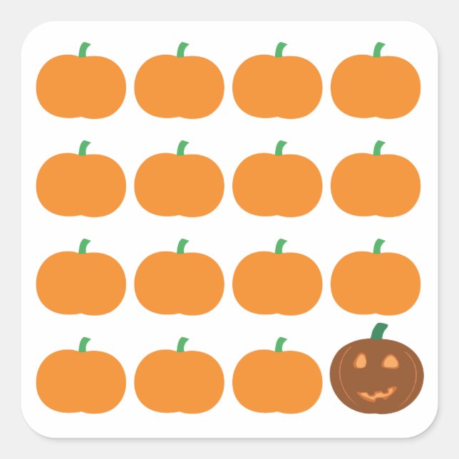 Sticker Carré Patch Citrouille d'Halloween mignon (Devant)