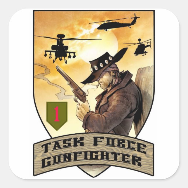 Sticker Carré Patch Gunfighter de la Force opérationnelle (Devant)