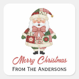 Sticker Carré Patchwork Santa Red Christmas Holiday