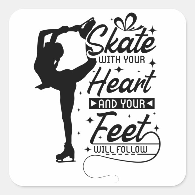 Sticker Carré Patinage sur le coeur (Devant)