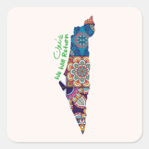 Sticker Carré Patrimoine sur la carte de la Palestine