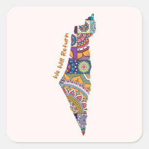 Sticker Carré Patrimoine sur la carte de la Palestine