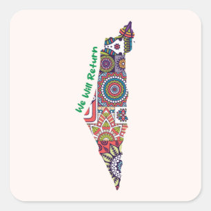 Sticker Carré Patrimoine sur la carte de la Palestine