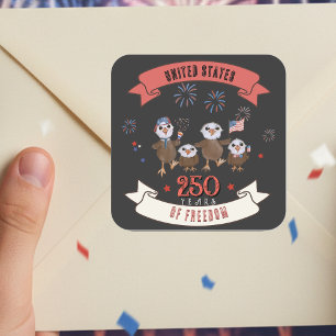 Sticker Carré Patriotique États-Unis 250 Ans de Liberté  Famille