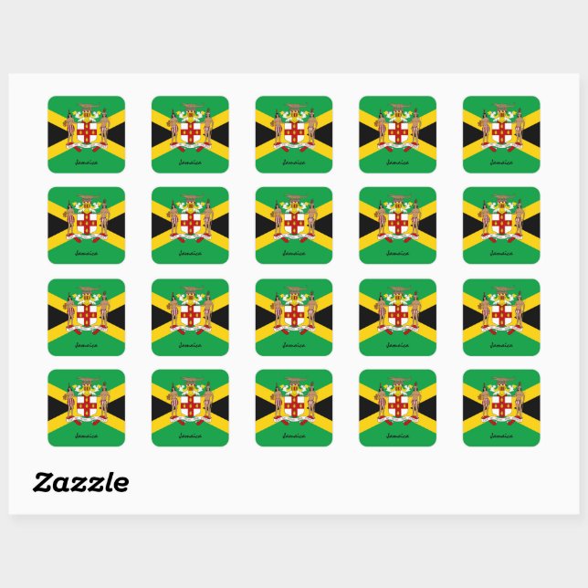 Sticker Carré Patriotique Jamaïque & drapeau jamaïcain, vacances (Feuille)
