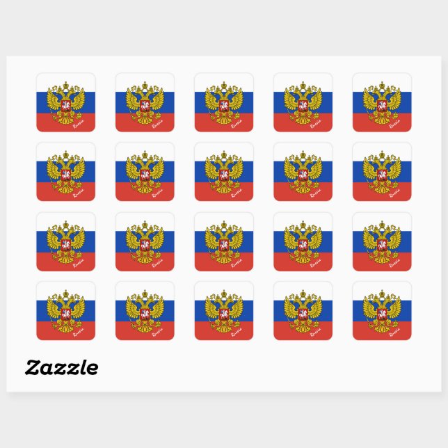 Sticker Carré Patriotique Russie & drapeau russe, vacances / spo (Feuille)