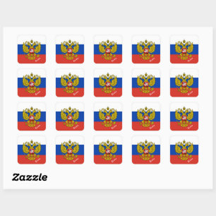 Sticker Carré Patriotique Russie & drapeau russe, vacances / spo