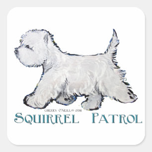Sticker Carré Patrouille d'écureuil de Westie