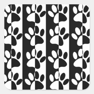 Sticker Carré Patrouilles Et Rayures De Chien Noir Et Blanc
