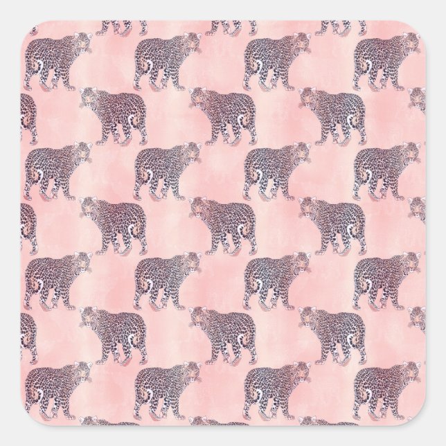 Sticker Carré Patters animaux de rose moderne (Devant)