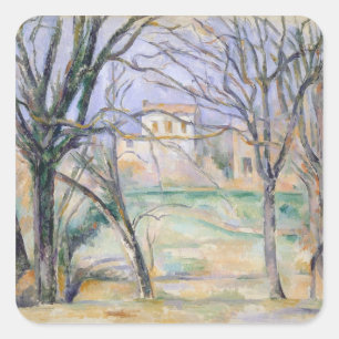 Sticker Carré Paul Cezanne Arbres et maisons, 1885-86