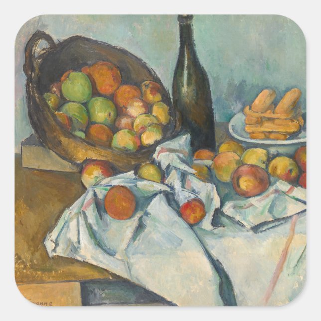 Sticker Carré Paul Cezanne - Le panier des pommes (Devant)