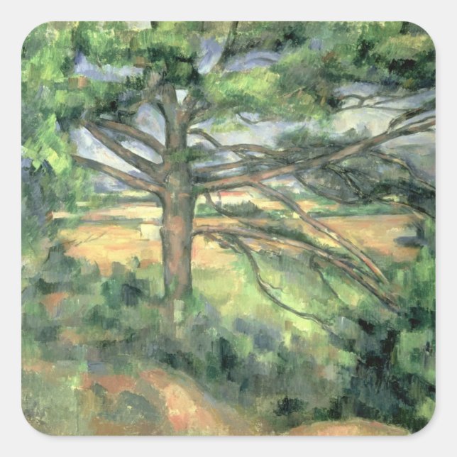 Sticker Carré Paul Cezanne | The Large Pine, 1895-97 (Devant)