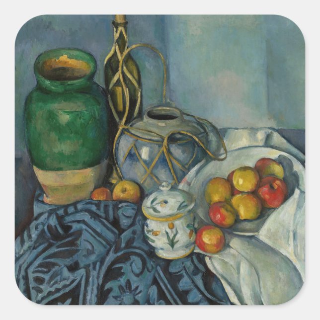 Sticker Carré Paul Cezanne - Vie morte avec pommes (Devant)