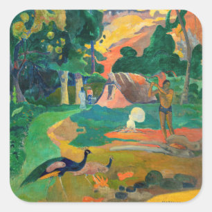 Sticker Carré Paul Gauguin - Paysage aux paons / Matamoe