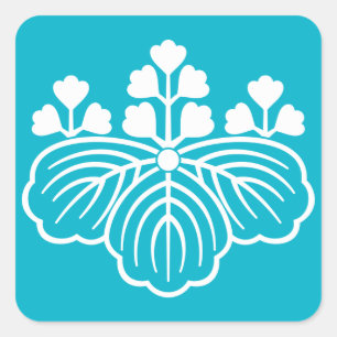Sticker Carré Paulownia ombragé avec 5&3 floraisons