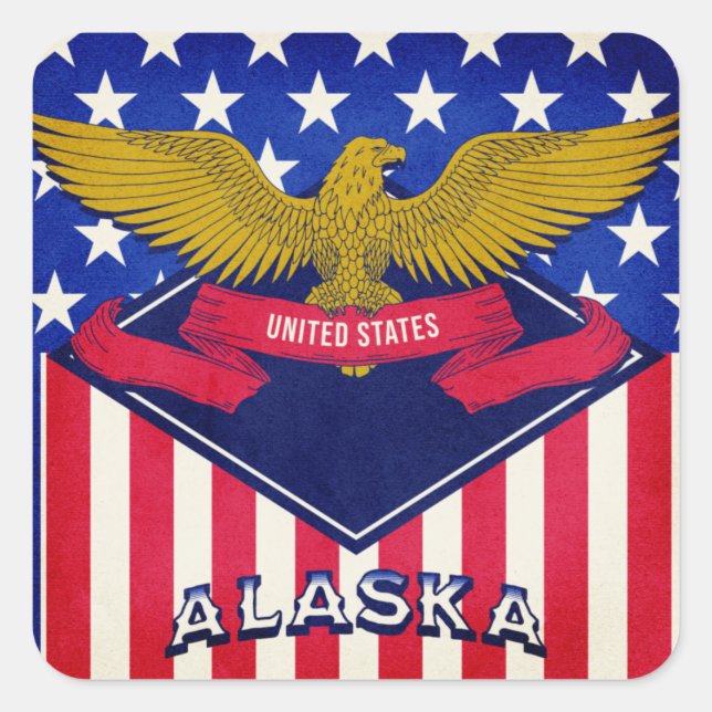 Sticker Carré Pavillon Alaska USA (Devant)