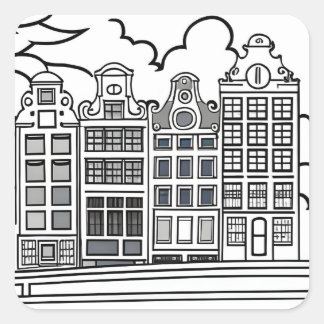 Sticker Carré Pays-Bas minimaliste Amsterdam