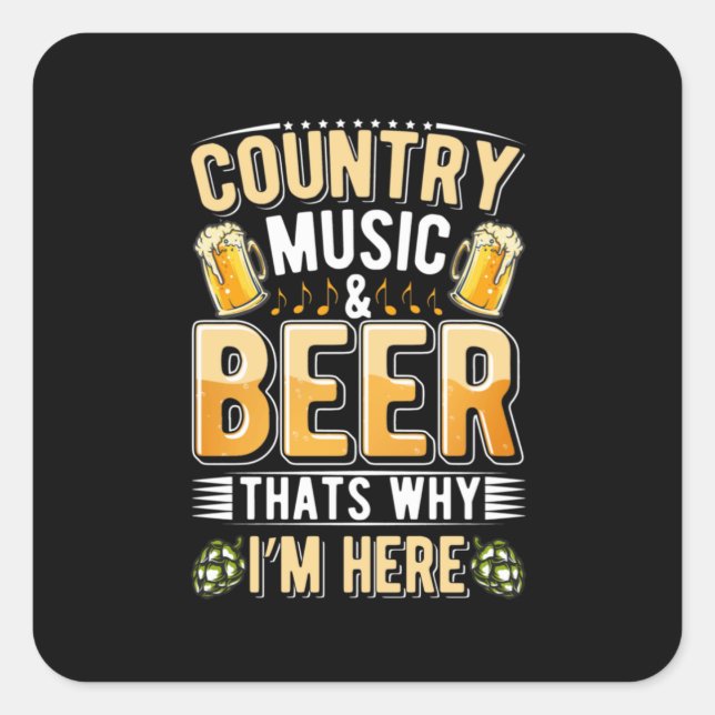 Sticker Carré Pays de la musique country pour buveurs de bière A (Devant)