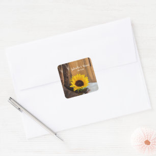 Sticker Carré Pays Tournesol Ouest Mariage Enveloppe Phoques