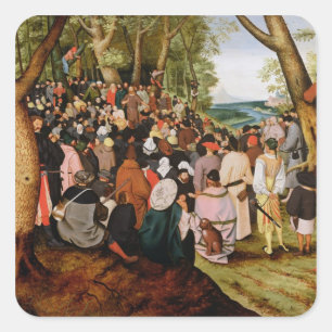 Sticker Carré Paysage avec Saint Jean le Baptiste Prêcher