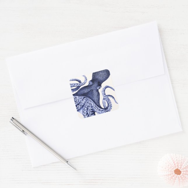 Sticker Carré Paysage Bleu Octopus (Enveloppe)