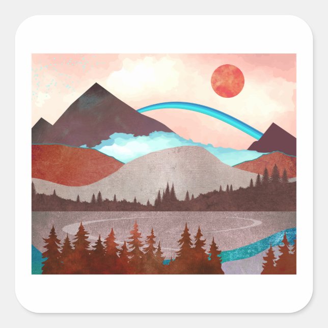 Sticker Carré Paysage Blue Rainbow (Devant)