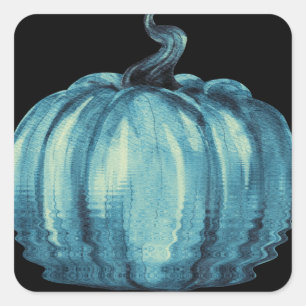 Sticker Carré Paysage Citrouille turquoise lever du soleil