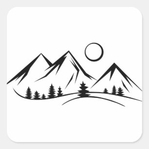 Sticker Carré Paysage des montagnes