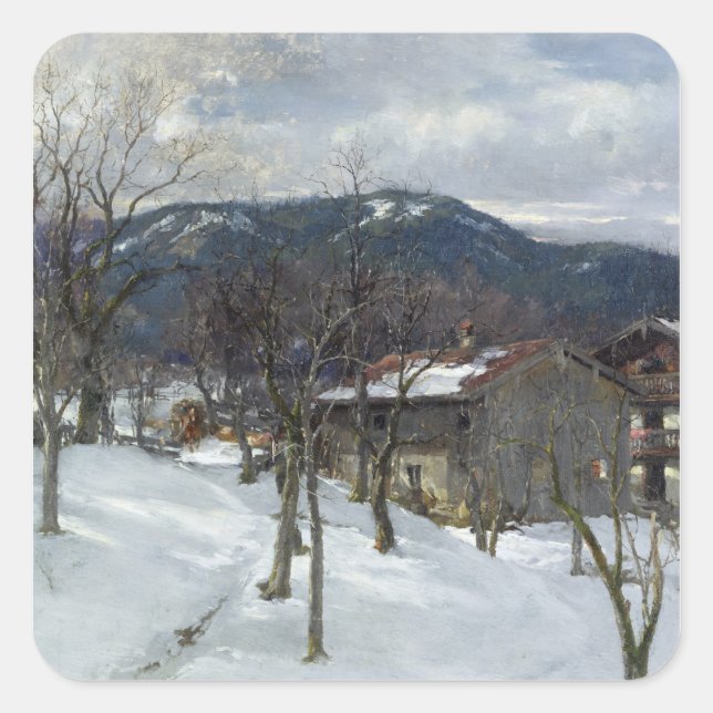 Sticker Carré Paysage d'hiver près de Kutterling, 1899 (Devant)