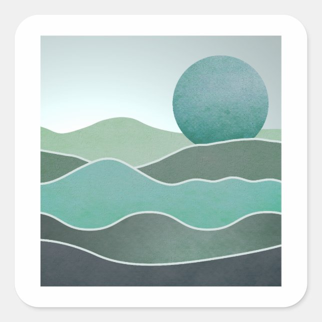 Sticker Carré Paysage du monde Turquoise (Devant)