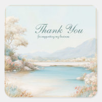 Paysage Pastel du Lac Aqua Fleur Sauvage Cadre Dor
