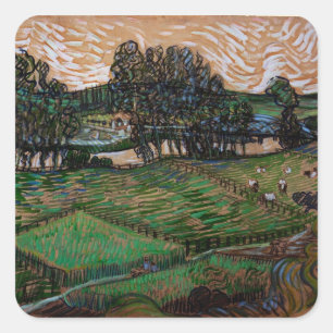 Sticker Carré Paysage, Pont sur l'Oise par Vincent van Gogh