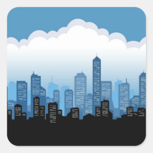 Sticker Carré Paysage urbain Blue Skys