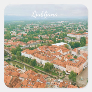 Sticker Carré Paysage urbain de Ljubljana, souvenir de voyage en