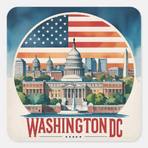 Sticker Carré Paysage urbain de Washington D.C.