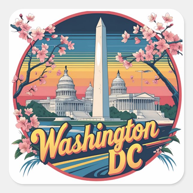 Sticker Carré Paysage urbain de Washington D.C. (Devant)