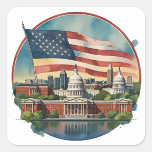 Sticker Carré Paysage urbain de Washington DC
