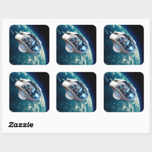 Sticker Carré PC Mouse-Spacecraft : Cliquez sur Earth Orbit.