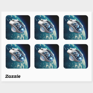 Sticker Carré PC Mouse-Spacecraft : Cliquez sur Earth Orbit.