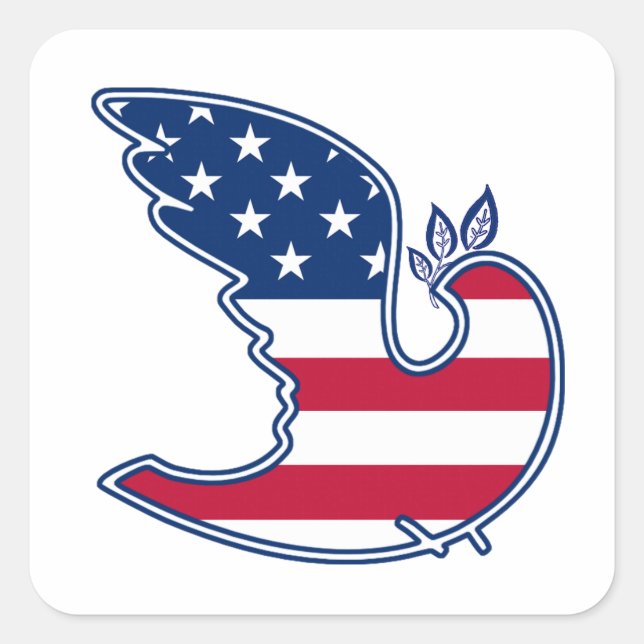 Sticker Carré Peace Dove US Patriotic Design (Devant)