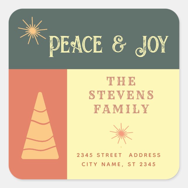 Sticker Carré Peace & joy boho joyeux bloc de couleurs vacances (Devant)