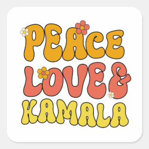 Sticker Carré Peace Love et Kamala