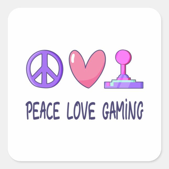 Sticker Carré Peace Love Gaming (Devant)