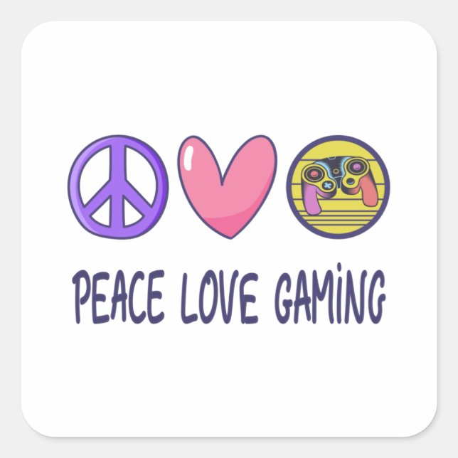 Sticker Carré Peace Love Gaming (Devant)