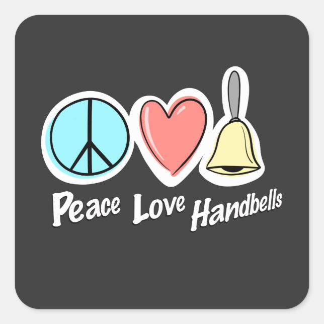 Sticker Carré Peace Love Handbells Conception Pour Les Sonneries (Devant)
