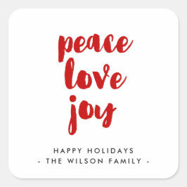 Sticker Carré Peace love joy police rouge moderne