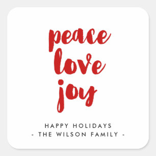 Sticker Carré Peace love joy police rouge moderne