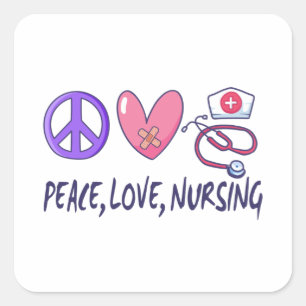 Sticker Carré Peace Love Nuring
