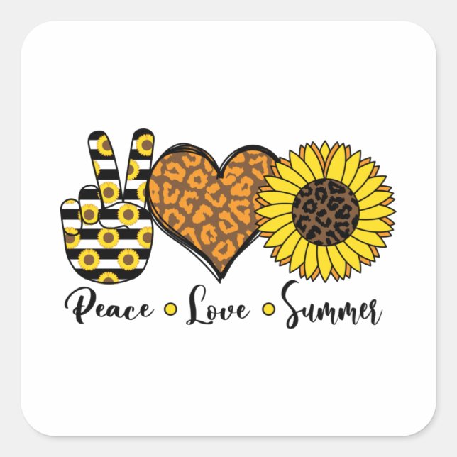 Sticker Carré Peace Love Summer Cool T Shirt (Devant)